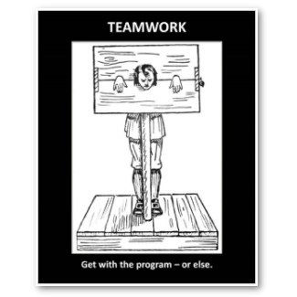 teamwork get with the program or else poster